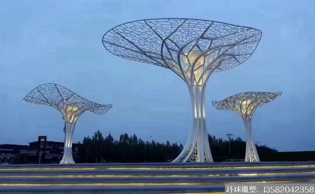 不銹鋼大型樹雕塑,燈光樹雕塑
